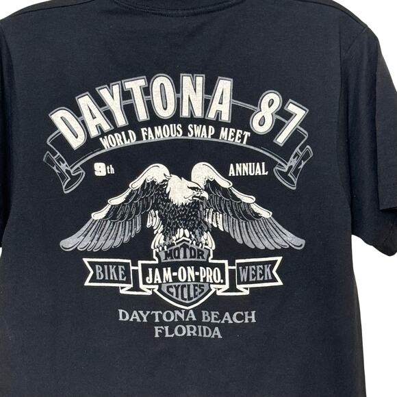 Vtg 1987 Single Stitch Daytona Bike Week Harley Davidson Flathead Motor T-Shirt - Picture 5 of 8